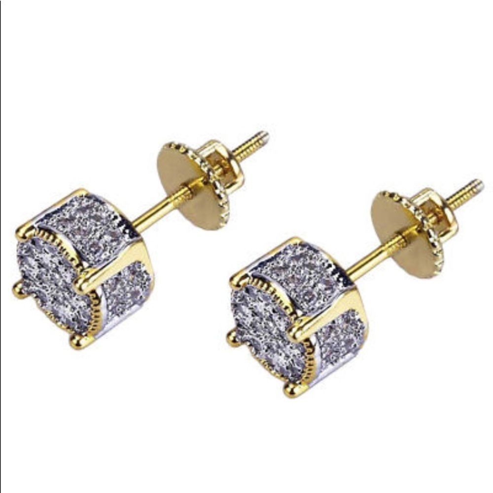 NEW Micro Pave Men's Diamond Earrings Screw Back